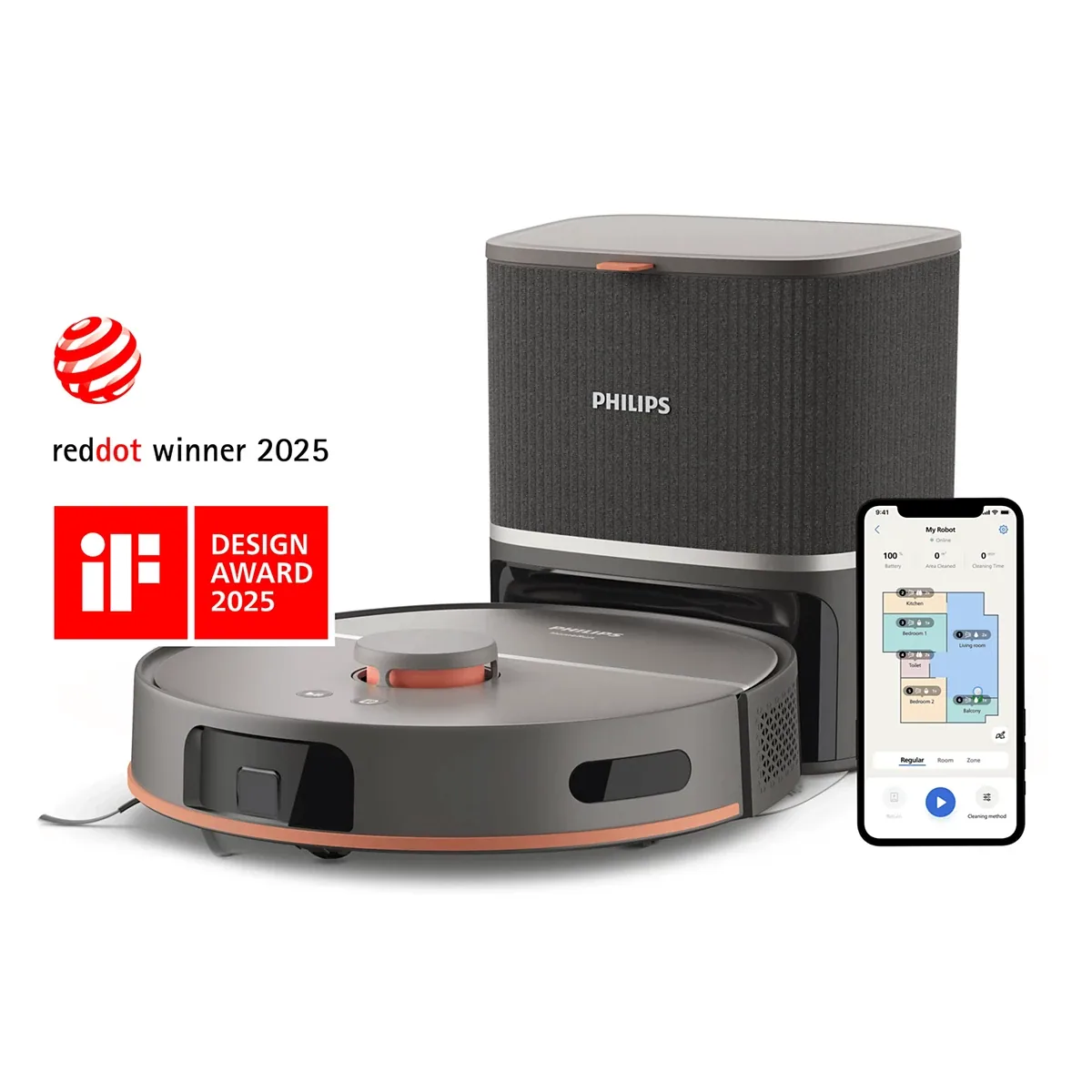 Philips HomeRun XU5100/10 Siyah Çöp İstasyonlu Akıllı Robot Süpürge