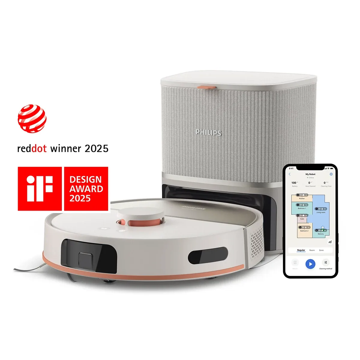 Philips HomeRun Serisi XU5100/20 Beyaz Çöp İstasyonlu Akıllı Robot Süpürge